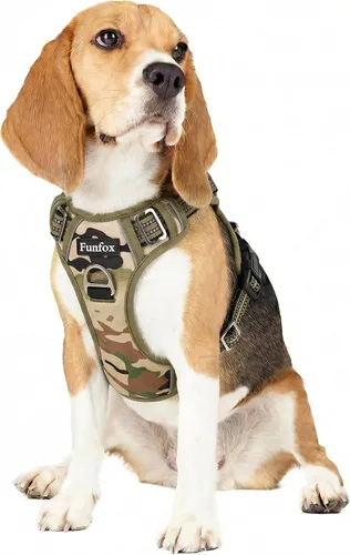 Vista 60 de Funfox Arnés para perro sin tirones, arnés de chaleco ajustable para mascotas, material súper suave con mango vertical, fácil control, paseo