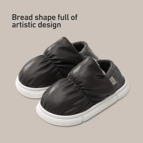 Vista 7 de utune Zapatillas de pan para mujeres y hombres, zapatos de invierno para exteriores, interiores, hogar, zapatilla de piel sintética, felpa cálida