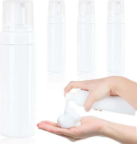Vista 10 de Botella de espuma vacía transparente de 5.1 onzas líquidas, botella de espuma de viaje para jabón, champú, botella dispensadora de espuma