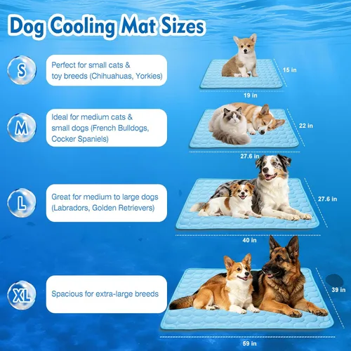 Vista 7 de Tapete refrescante para perros, tapete refrescante Arc-Chill mejorado para perros Q-Max > 0.4, almohadilla de refrigeración lavable para perros Azul