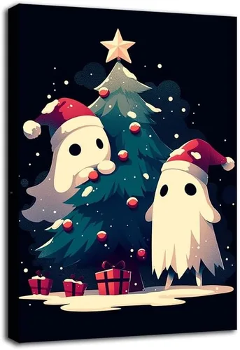 Vista 17 de NTEUMM Póster de lienzo con diseño de reno y abrazo de Papá Noel, arte de pared de Papá Noel, fotos de Navidad, regalo de Navidad, decoración