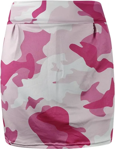 Vista 5 de UOFOCO Falda deportiva plisada elástica para mujer, pantalón corto de entrenamiento de camuflaje para correr, golf