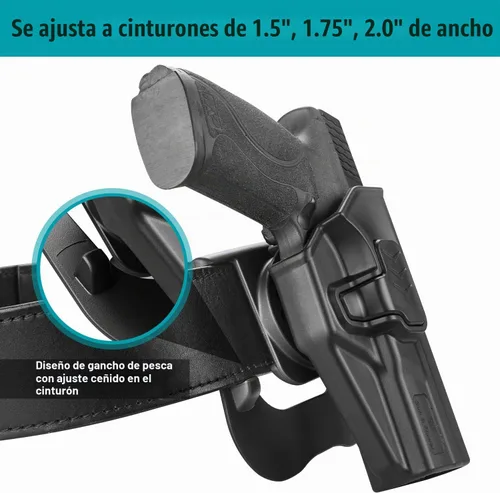 Vista 4 de Funda Taurus TH9 TH9C, funda OWB para pistola Taurus TH9/TH9C de 0.354 in, retención de nivel II con liberación de dedo índice, paleta ajustable