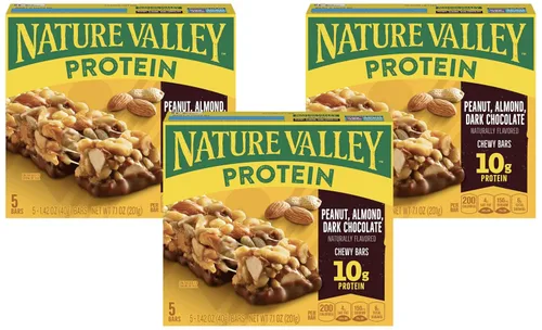 Vista 5 de Nature Valley Barras de granola con proteína, arándano y nueces, barras de merienda masticables, 5 barras, 7.1 OZ 0.35 onzas de proteína por