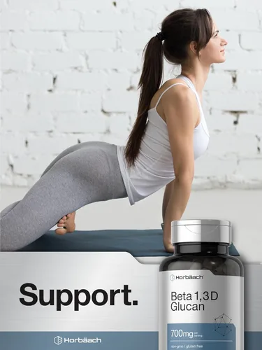 Vista 6 de Horbäach Beta Glucan 1 3D 700 mg 90 Cápsulas Beta 1,3, 1,6 D Glucano Suplemento sin OMG, sin gluten