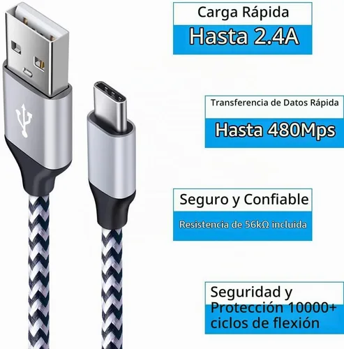 Vista 4 de Cable de carga para Galaxy S26 C de carga rápida, paquete de 5 cables de automóvil USB C de 6 pies para Android, compatible con Samsung Galaxy S26