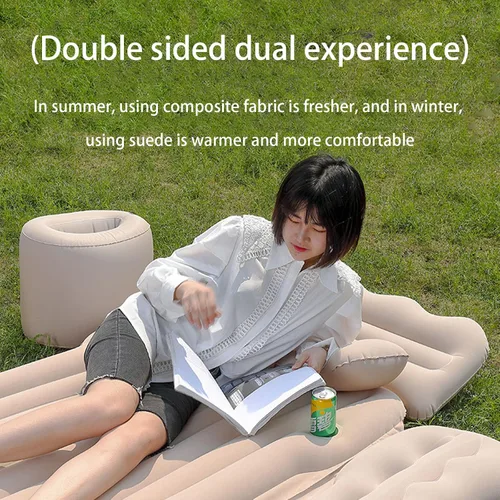 Vista 3 de Cama inflable para coche con inflado rápido para SUV, camping, resistente al agua, 50.4 in, cama de aire ergonómica para coche