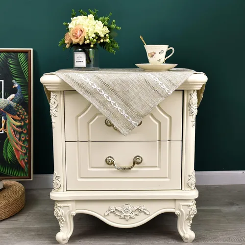 Vista 3 de NEWISHER Mantel cuadrado pequeño bordado rústico de 20 x 20 pulgadas, mantel de tela jacquard a rayas lavable para mesa de comedor para mesita