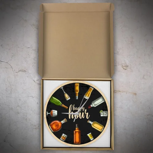 Vista 7 de Reloj de pared de vino de 12 pulgadas, Happy Hour Wine Time Wine Booze Beer Reloj de pared silencioso sin tictac reloj de pared para hombre, cueva