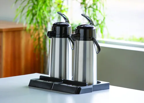 Vista 8 de Service Ideas APD2BL - Estante modular para 2 Airpots con bandeja de condimentos, plástico, negro.. APD2BL in Black Plastic