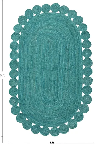 Vista 45 de Natural Jute Collection - Alfombra rectangular de 2 x 3 pies, alfombra de yute trenzada a cuadros multicolor de 0.27 pulgadas de grosor, ideal
