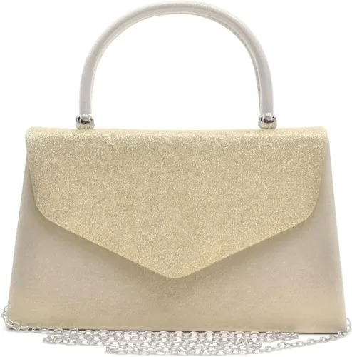 Vista 23 de Dasein Bolso de Noche para Mujer, Bolsos de Embrague para Fiesta, Bolsos de Boda, Bolsos de Cóctel y Baile con Brillo Esmerilado Champán