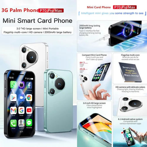 Vista 3 de Tuanzi P70 Pro Max 3G Miniteléfono inteligente de 3.0 pulgadas, con Wifi, GPS, RAM 1 GB ROM 16 GB Quad Core Android 8.1 - Teléfono celular