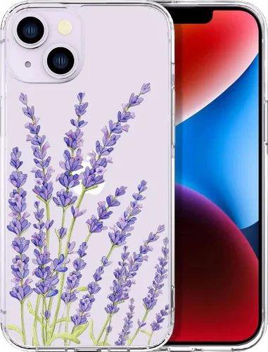 Vista 33 de Compatible con iPhone 14, funda transparente y bonita para mujeres y niñas, diseño floral, diseño floral femenino, funda para teléfono 14