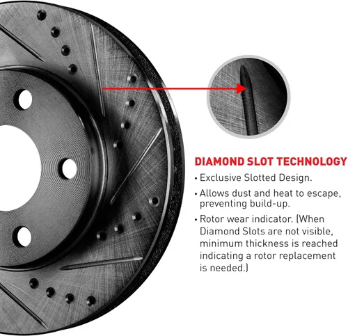 Vista 4 de R1 Concepts Kit de rotor de freno trasero delantero Rotores de freno, disco de freno Perforado y ranurado compatible con Mazda 6 2016-2019