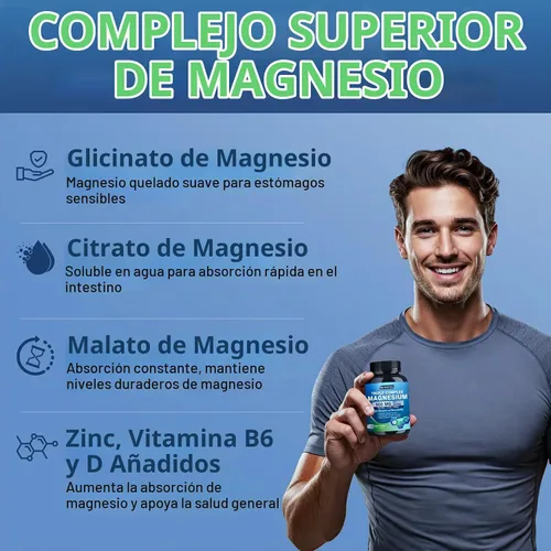 Vista 3 de DRFOSTER Complejo Triple Magnesio 500mg con Zinc, 120 Cápsulas
