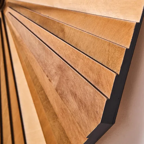Vista 5 de Reloj de pared de madera de Verso paramétrico, reloj decorativo de madera acústica en capas de madera contrachapada 3D (pequeño)