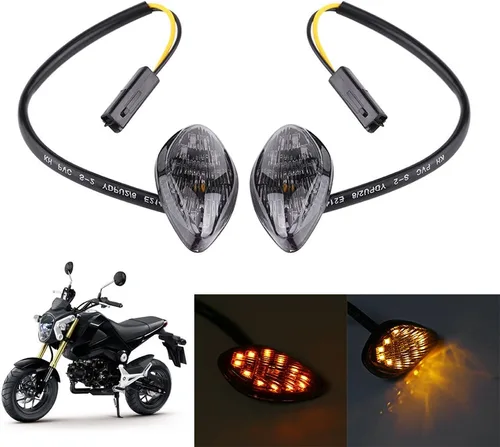 Vista 8 de Keenso 2 unids luz de giro de motocicleta, señales de giro al ras en forma de ojo para Grom 2014-2016