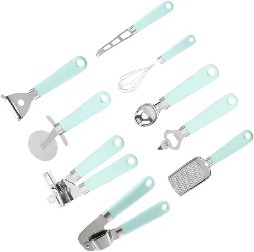 Vista 8 de Green Plastic Handle Baking Utensils Set with Heat-resistant Kitchen Tools for Non-stick Cookware Easy-clean Cooking Gadgets for Home Baking and