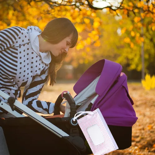 Vista 5 de Paquete de 4 bolsas reutilizables para toallitas portátiles, dispensador de toallitas húmedas recargable, contenedor ligero de viaje para toallitas