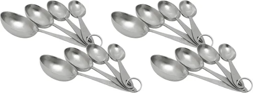 Vista 7 de Lindy's MPC4 - Juego de cucharas medidoras de acero inoxidable de 4 piezas, plata, 9 pulgadas de largo