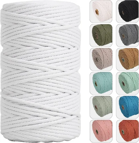Vista 17 de NOANTA - Cuerda de macramé de 4 mm x 109 yardas color verde aguacate, cuerda de algodón para colgar en la pared, ganchos de plantas
