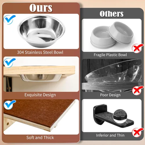 Vista 11 de Calmbee Estantes de Pared para Gatos, Muebles de Pared para Gatos Puente para Gatos de 70" Montaje en Pared Percha para Gatos Hamaca de Madera Árbol