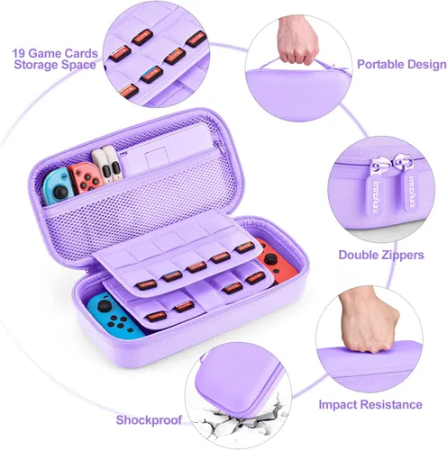 Vista 5 de innoAura - Funda para interruptor NS Switch - Paquete de accesorios para interruptor 18 en 1 con funda de transporte para interruptores funda