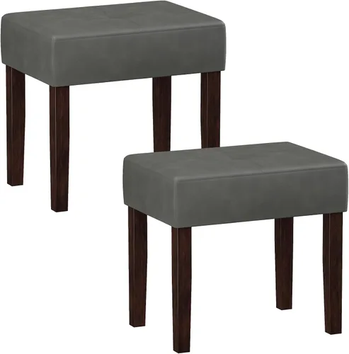 Vista 10 de EOSVALO Taburete de tocador de cuero, banco otomano rectangular de 18.7 pulgadas de ancho para sala de maquillaje, silla de tocador con patas