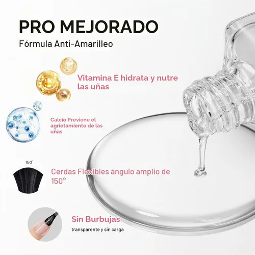 Vista 5 de Capa base y capa superior, secado rápido, fortalecimiento de uñas, sin gel Clear Regular Nail Polish, Rich in VE Calcium 2Pcs Vegan Base Chip