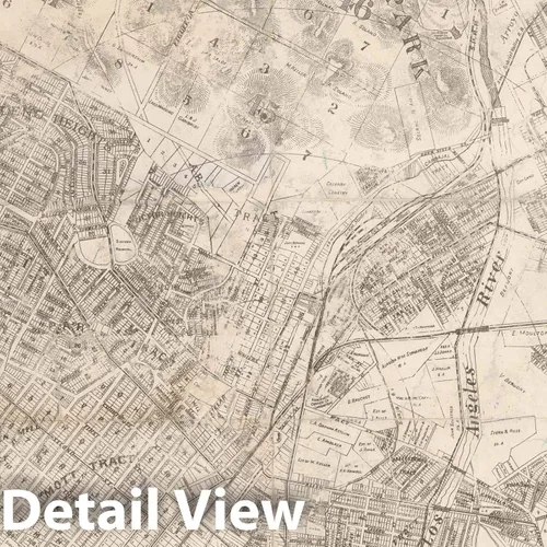 Vista 2 de Mapa histórico - Mapa de la ciudad de Los Ángeles. California, 1887, Los Angeles Lithographic Co. v2 20in x 24in