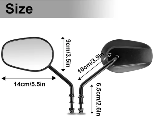 Vista 7 de LKV Espejos retrovisores para motocicleta, ajuste de 360 grados, espejos laterales de vástago largo para Harley Sportster Road King Softail Street