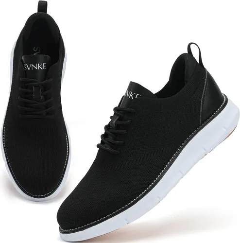 Vista 6 de Zapatos de vestir de malla para hombre, zapatos casuales de negocios, con cordones, zapatos Oxford ligeros, transpirables, cómodos, suela gruesa