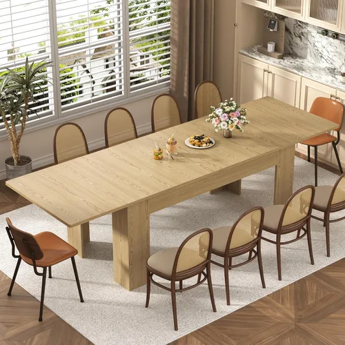 Vista 8 de jiteentarou Mesa de comedor extensible para 6-8 personas de 59 a 86 pulgadas, mesas ampliables de 86 pulgadas de largo para espacios pequeños, mesas