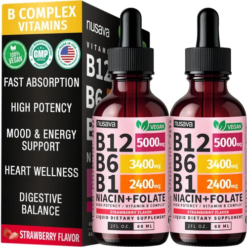 Vista 18 de NUSAVA Vitamina B12 5000mcg con gotas líquidas B6 y B1, cereza negra