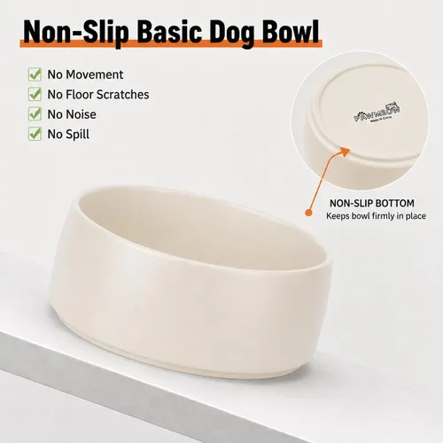 Vista 3 de Juego de 2 cuencos de cerámica para perros, 1.5 + 6 tazas, cuencos para alimentos y agua, a prueba de derrames, antideslizantes, para razas pequeñas