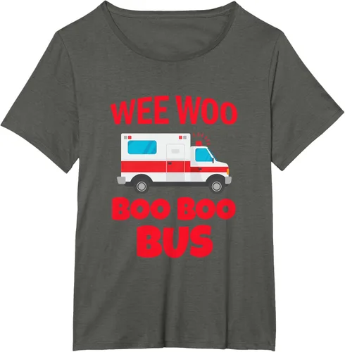 Vista 51 de Wee Woo Boo Boo Bus First Responder - Camiseta divertida de ambulancia, Negro, S