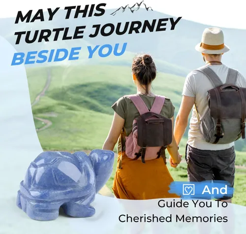 Vista 3 de Regalos de tortugas marinas de aventurinas azules para mujeres, estatua de tortuga, hecha a mano, cristal curativo natural, lindo océano azul
