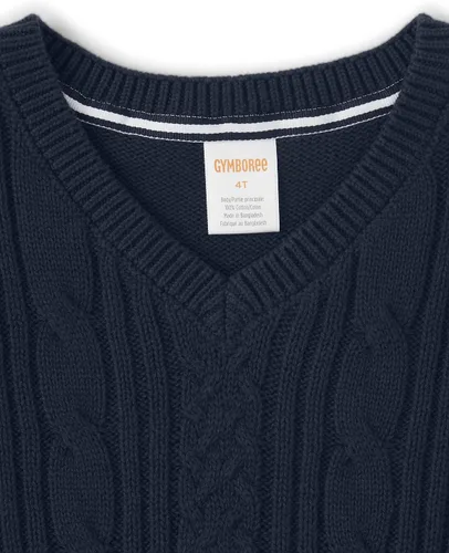 Vista 3 de Gymboree Boys and Toddler V-Neck Cable Knit Sweater Vest