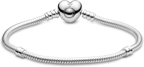 Vista 2 de Pandora 590719 Pulsera de plata esterlina con cierre de corazón, caja de regalo incluida, plata de ley, 39984-00