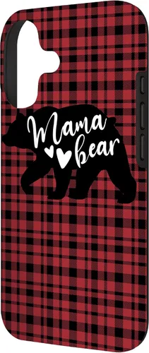 Vista 2 de Mama Bear Buffalo Black and Red Plaid Family Women Mom Gifts Case for iPhone 17
