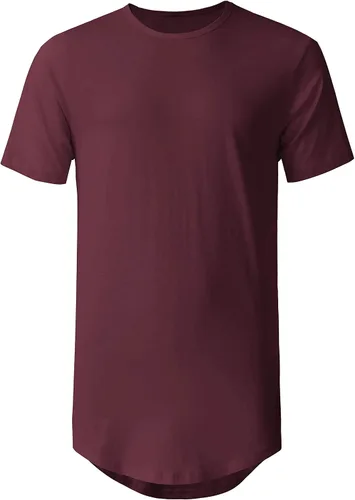 Vista 2 de Hat and Beyond Camiseta larga de alta calidad con dobladillo curvado para hombre