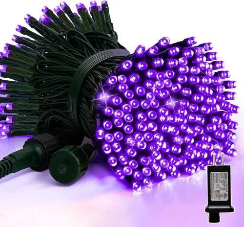 Vista 21 de LAMPHOME 500 Luces LED de Navidad para Exteriores con Destellos en Cadena Extensibles, Decoración Navideña, Luces Enchufables con 8 Funciones