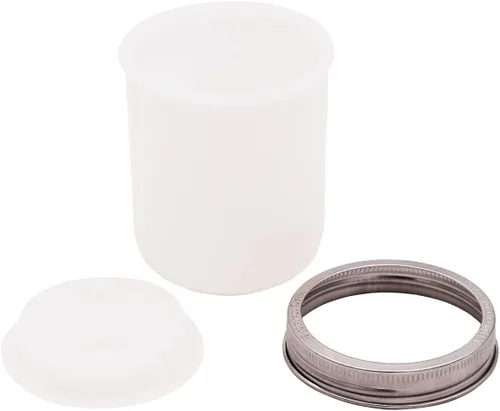 Vista 7 de Funda de silicona de boca ancha de 16 onzas con tapa de silicona a juego y banda de acero inoxidable para tarros Mason (gris carbón)