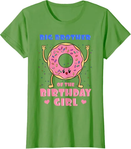 Vista 4 de Big Brother Of The Birthday Girl Donut Bday Party Bro Sib Camiseta, Negro, S