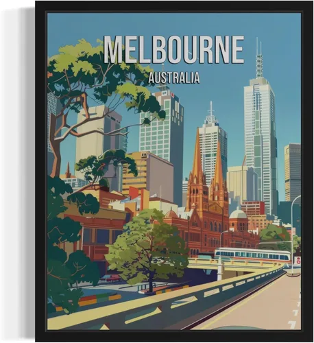 Vista 21 de Póster de paisaje de Adelaide Australia, arte de pared retro vintage, pintura de paisaje de la naturaleza, galería 23