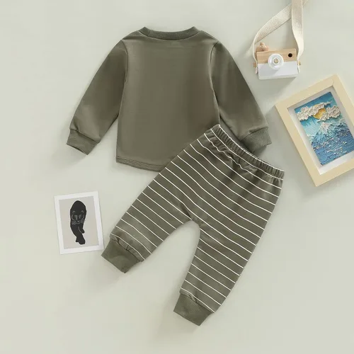 Vista 7 de CIYCUIT Conjunto de sudadera de manga larga y pantalones para bebé niño pequeño