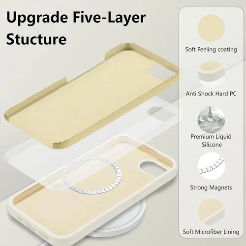 Vista 458 de Funda magnética de silicona para iPhone 13 Pro, color blanco antiguo [Compatible con Magsafe] [Forro de microfibra suave antiarañazos], funda