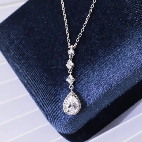 Vista 11 de TIANYU GEMS Collar con colgante de moissanita amarilla de 2 quilates para mujer, plata de ley chapada en oro amarillo de 18 quilates, pera amarilla