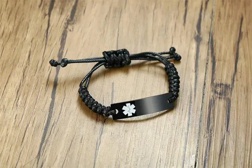 Vista 5 de VNOX Pulsera de identificación de alerta médica de emergencia con grabado personalizado gratuito para mujeres, hombres y niños, 4-9 pulgadas